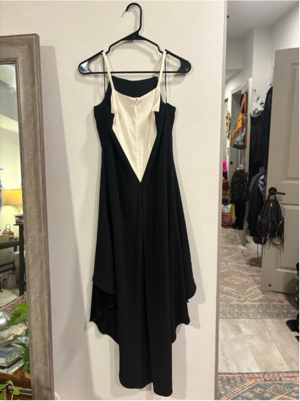 Nha Khanh Black White Asymmetrical High Low Gown Dress Size 6 Vintage Y2K